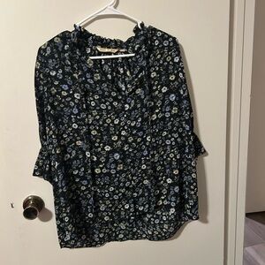 Paul & Joe Black Ruffled 3/4 Sleeve Blouse